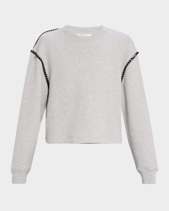 Vintage Terry Blanket-Stitch Pullover